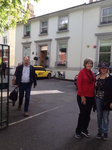 musicians leave the studio after working on a Korean film score.