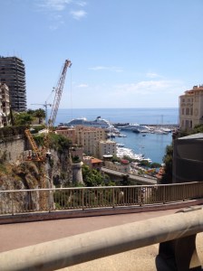 cruise ships line up to get into Monaco.